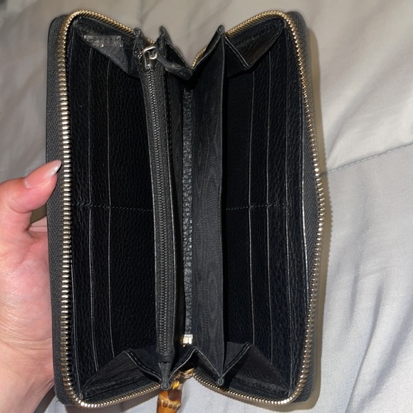 Gucci Black Leather Bamboo Tassel Zip Around Wallet - Picture 7 of 11